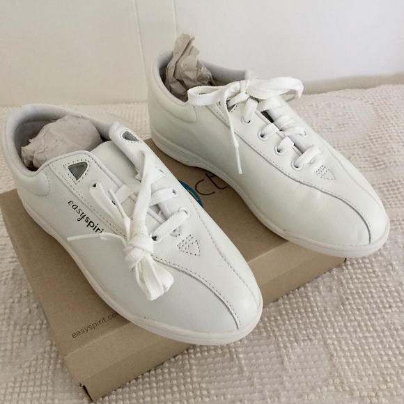 easy spirit white leather sneakers